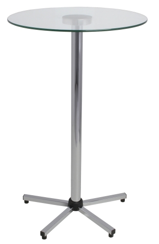 MESA ALTA BRESCIA CROMADA - Tampo de Vidro Incolor